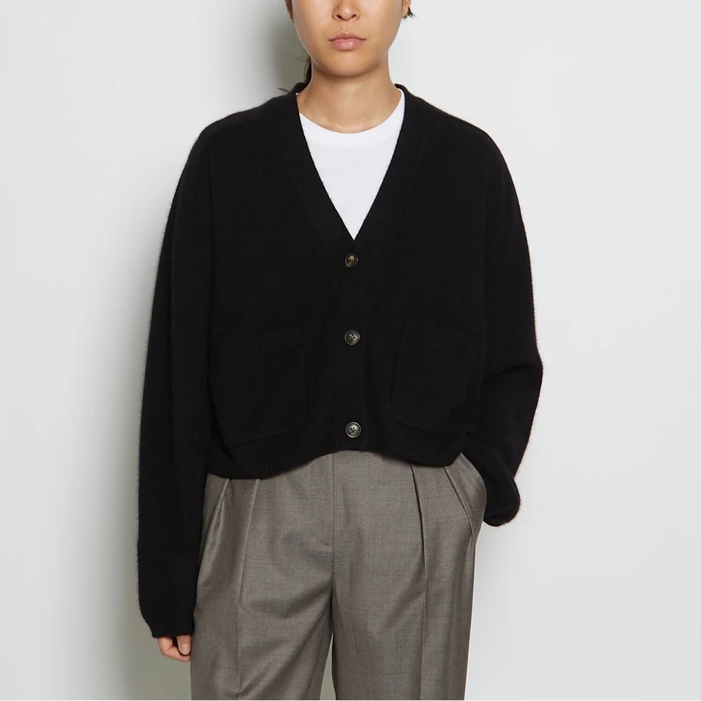 Loulou Studio Saura Black Wool Cardigan Sweater Size L MSRP $285